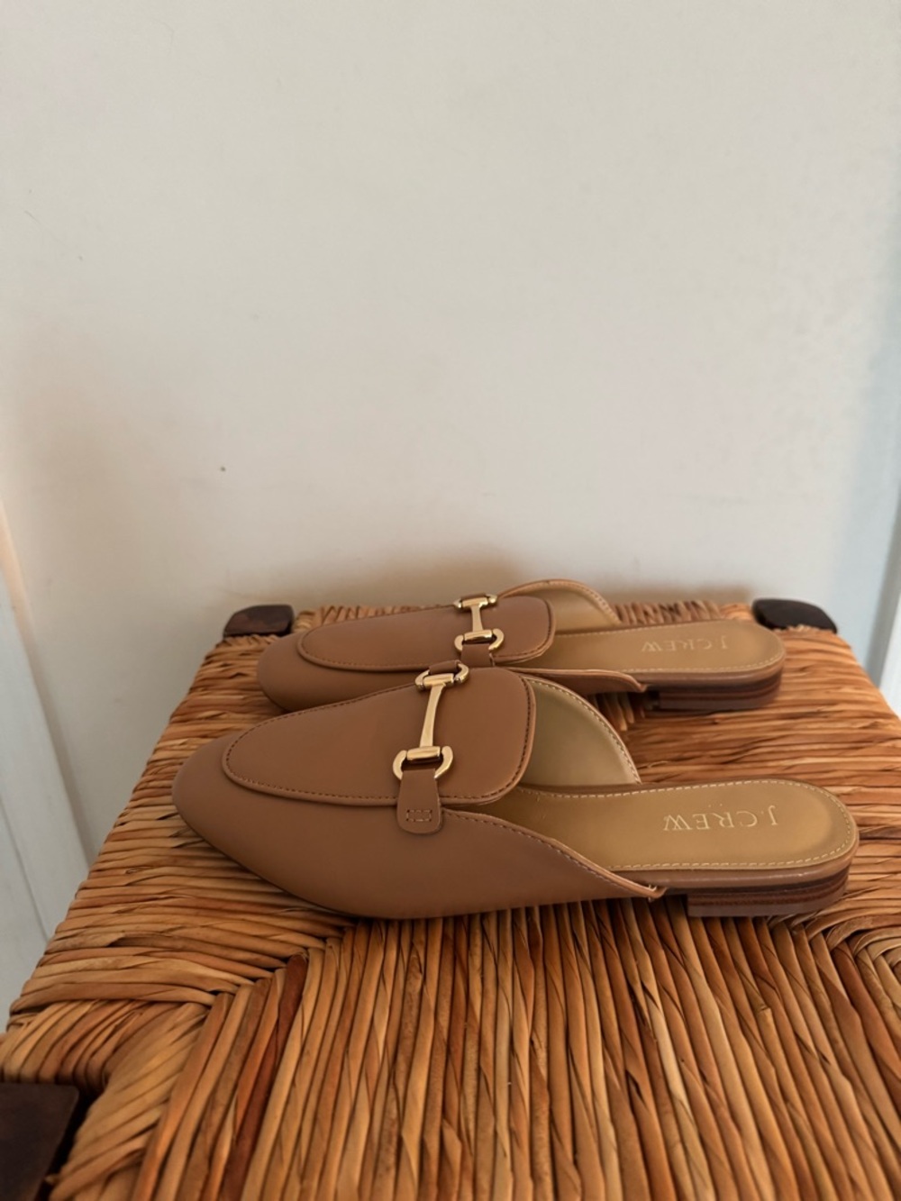 J. Crew Camel Leather Backless Bit Mules size 6.5